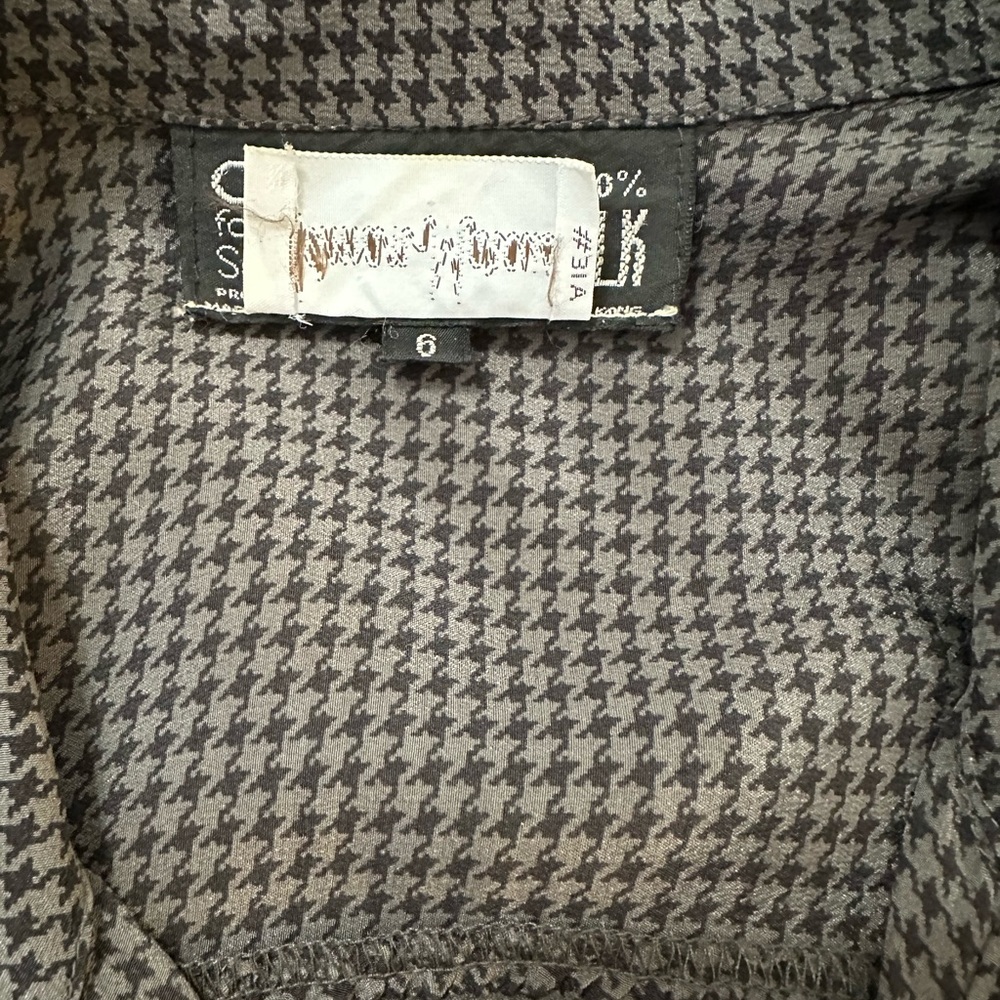 Vintage Carole Little St-Tropez W Silk Black/Gray Houndstooth 2-Piece Dress Sz 6 - Picture 10 of 16